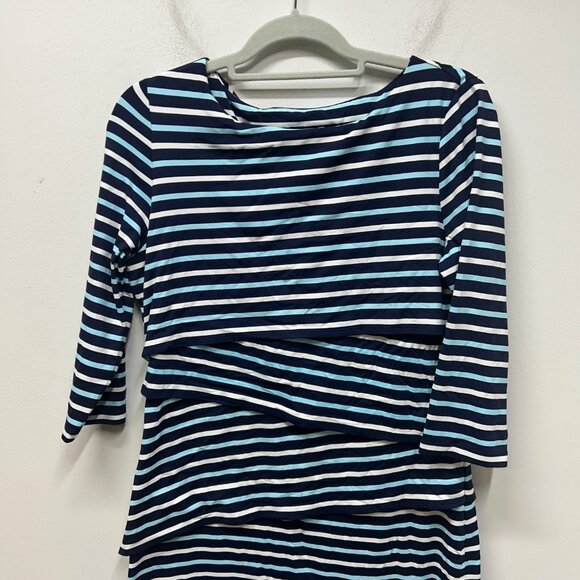 J.McLaughlin Womens Navy & Light Blue Striped Dress L - Picture 5 of 9